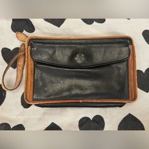 Celine Paris Zip Black and Brown Leather Wristlet Pouch